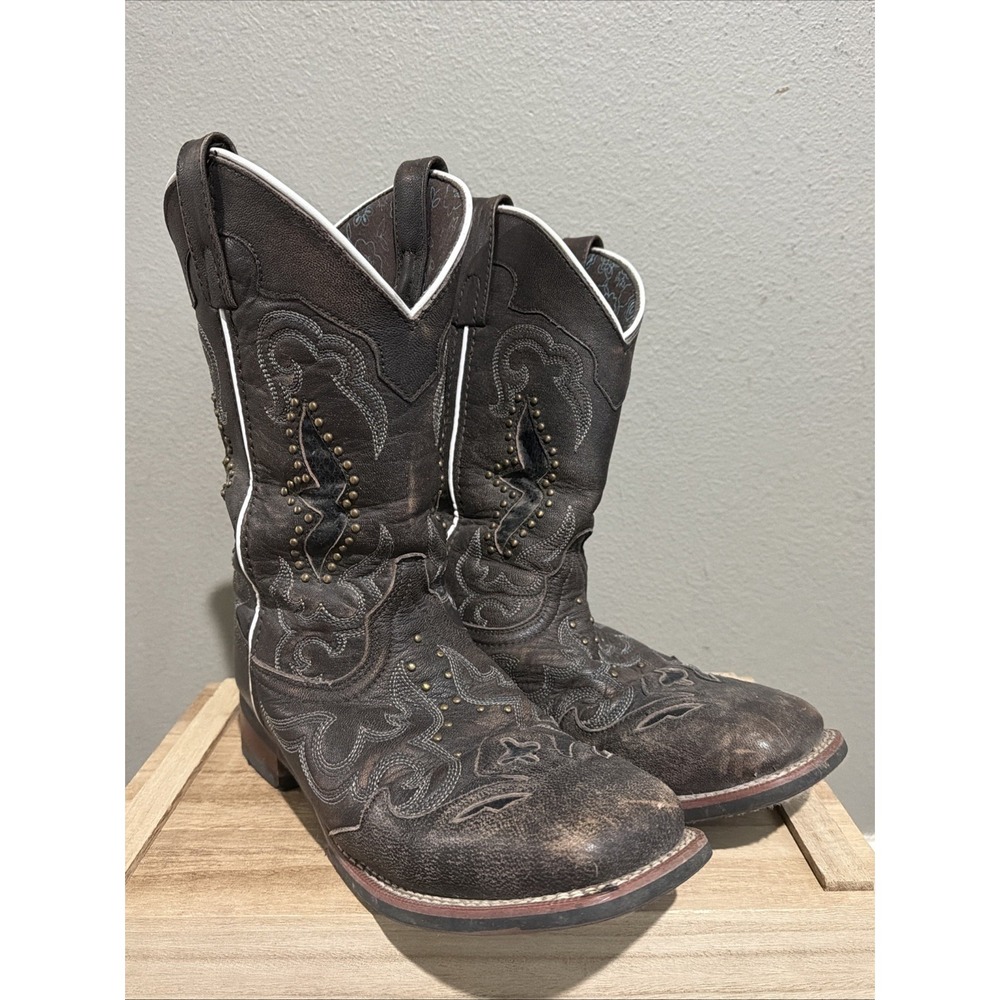 Laredo Women Sz 10M Brown Leather Western Cowboy Boot Spellbound 5660 Square Toe